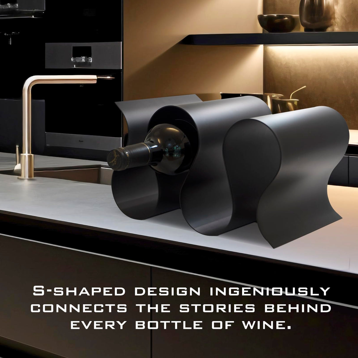 NETRCRHOM Wine Rack Countertop, Freestanding Creativity Modern Small Wine Holder, Tabletop Wine Stand for Kitchen Wine Bar Inside Cabinet, Pantry Decor-5 Bottle NETRCRHOM