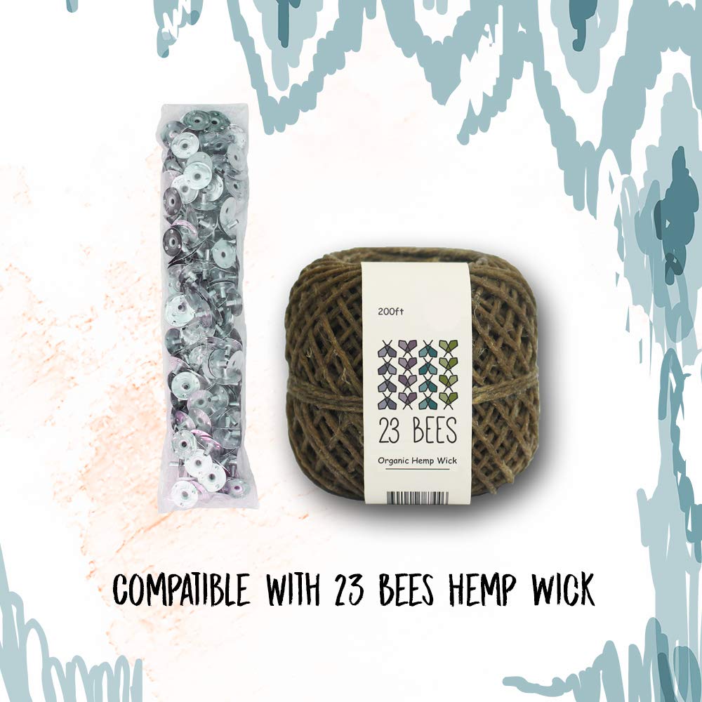 23 Bees Metal Candle Wick Sustainer Tabs, Candle Making, DIY (200pcs Tabs) 23 Bees