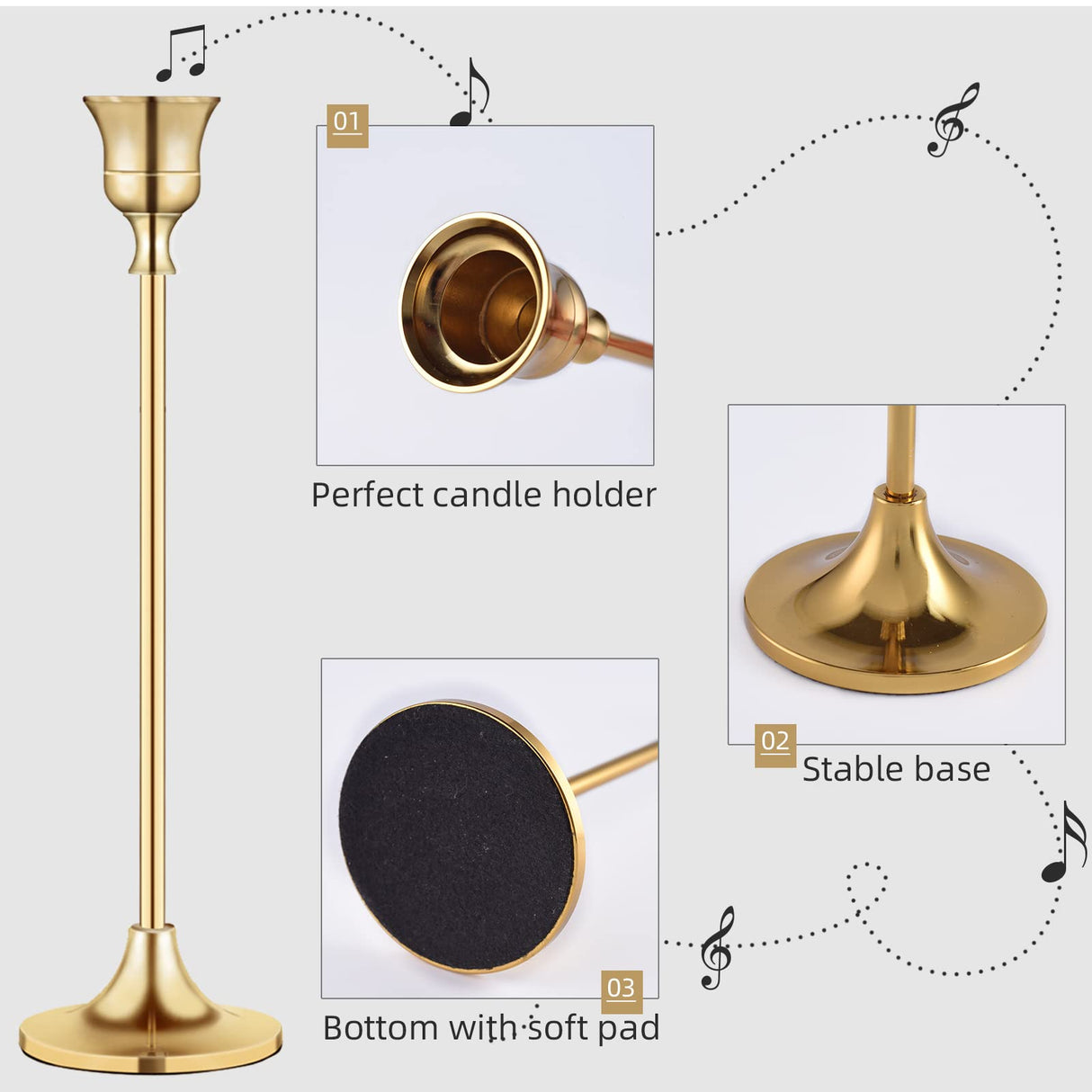 Candlestick Holders,Taper Candle Holder for Candlesticks Gold Brass Vintage Candle Stick Candle Holder Candelabra Candle Holder for Fireplace Party Dining Home BEZURA