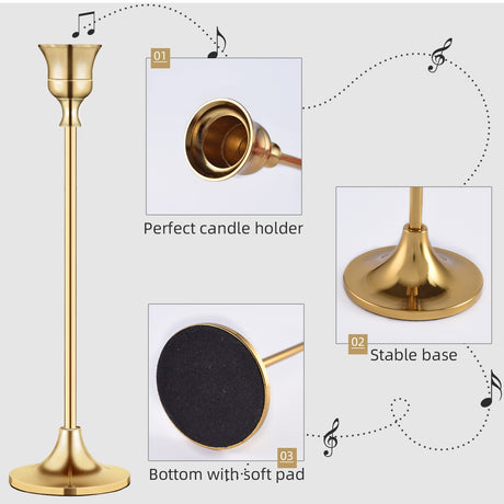 Candlestick Holders,Taper Candle Holder for Candlesticks Gold Brass Vintage Candle Stick Candle Holder Candelabra Candle Holder for Fireplace Party Dining Home BEZURA