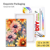 Natuyalo Sunflower Paint by Numbers Kit for Adults Framed, Flowers Paint by Number Kits with Frame, Acrylic Adult Paint by Number Kits on Canvas for Home Decor Gift 12x16 Inch Natuyalo