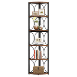 Tribesigns 67 Inch Rustic Corner Bookshelf - 6 Tier Multi-Functional Storage Rack for Small Spaces Tribesigns