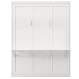 MERITLINE Full Murphy Bed with Desk,Wood Folding White Murphy Bed Wall Cabinet for Adults MERITLINE