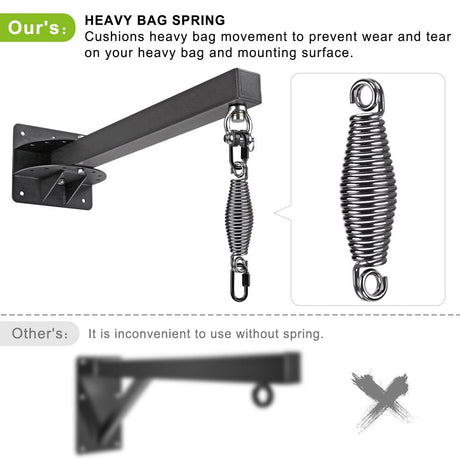 SELEWARE 18" Long Wall Mount Heavy Bag Hanger Heavy Duty Punching Bag Hanger with Spring Adjustable Boxing Bag Bracket for Home Gym Indoor Outdoor Boxing, Muay Thai and MMA Training SELEWARE