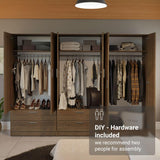 Madesa 6 Doors 4 Drawers Wardrobe Set Armoire Closet Bedroom Storage Cabinet with Shelves and Hanging Space 94" L Wooden Clothing Organizer Unit - Rustic Madesa