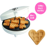 Valentine's Day Mini Hearts Waffle Maker - Bake 9 Heart Shaped Waffles or Pancakes w Electric Nonstick Iron- Show Love w Unique Breakfast or Treat for Her, Kids or Adults- Fun Dessert Gift for Her Him Waffle Wow!