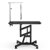 36'' Hydraulic Lift Dog Grooming Table, Adjustable Cat Drying Desktop - Foldable, Adjustable Arm, Portable, Non-Slip Dog Grooming Table for Large Small Dogs at Home, Weight Capacity 200LBS（Black) HEBESPACE