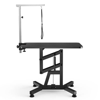 36'' Hydraulic Lift Dog Grooming Table, Adjustable Cat Drying Desktop - Foldable, Adjustable Arm, Portable, Non-Slip Dog Grooming Table for Large Small Dogs at Home, Weight Capacity 200LBS（Black)