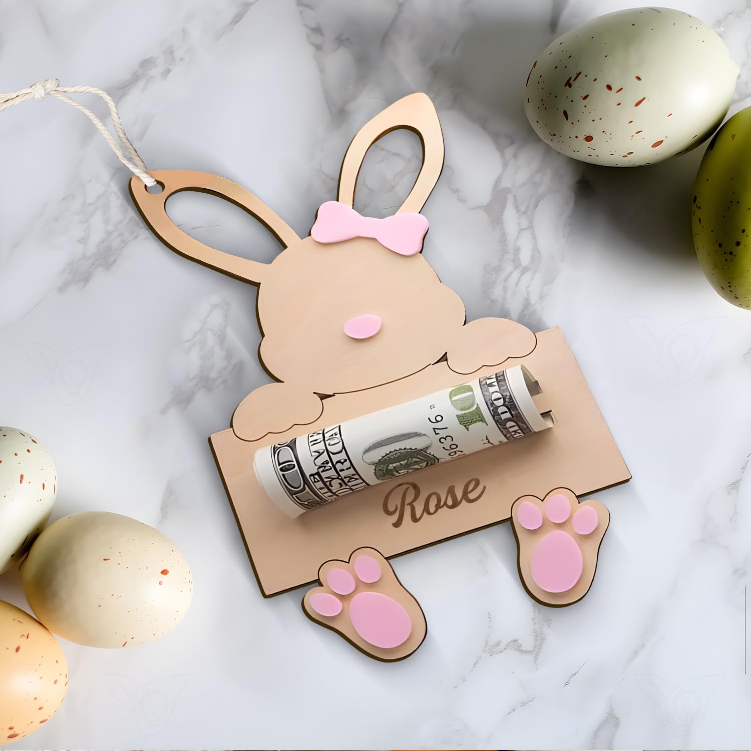 Easter Personalized Money Gift Holder - Bunny Money Holder Easter Gift Card Money Holder for Boys Girls, Hanging Easter Gift Card Holder Gifts - WoodArtSupply