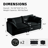 SoarTalent 76.7” Modular Sectional Sofa Convertible Couches, 2 Seater Chenille Deep Seat Cloud Couch Loveseat with Pillows for Living Room, Apartment, Office(Black) SoarTalent