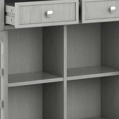 SIMPLIHOME Acadian SOLID WOOD 36 Inch Wide Rustic Entryway Hallway Storage Cabinet in Fog Grey, For the Living Room, Entryway and Family Room SIMPLIHOME