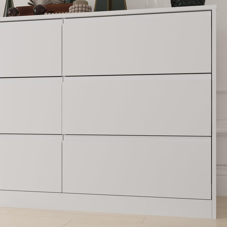 Bobve 70.9” Dresser for Bedroom with 9 Drawers, Large Modern Chest of Drawers with Deep Drawers, Wide Double Dresser Handle Free, Storage Organizer for Bedroom, Living Room, Hallway (White) Bobve