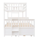 Linique Twin-Over-Full Bunk Bed with Twin Size Trundle,Can be Divided into a Captain Bed with 3 Drawers and a Single Bed for Bedroom,Guest Room(White) Linique