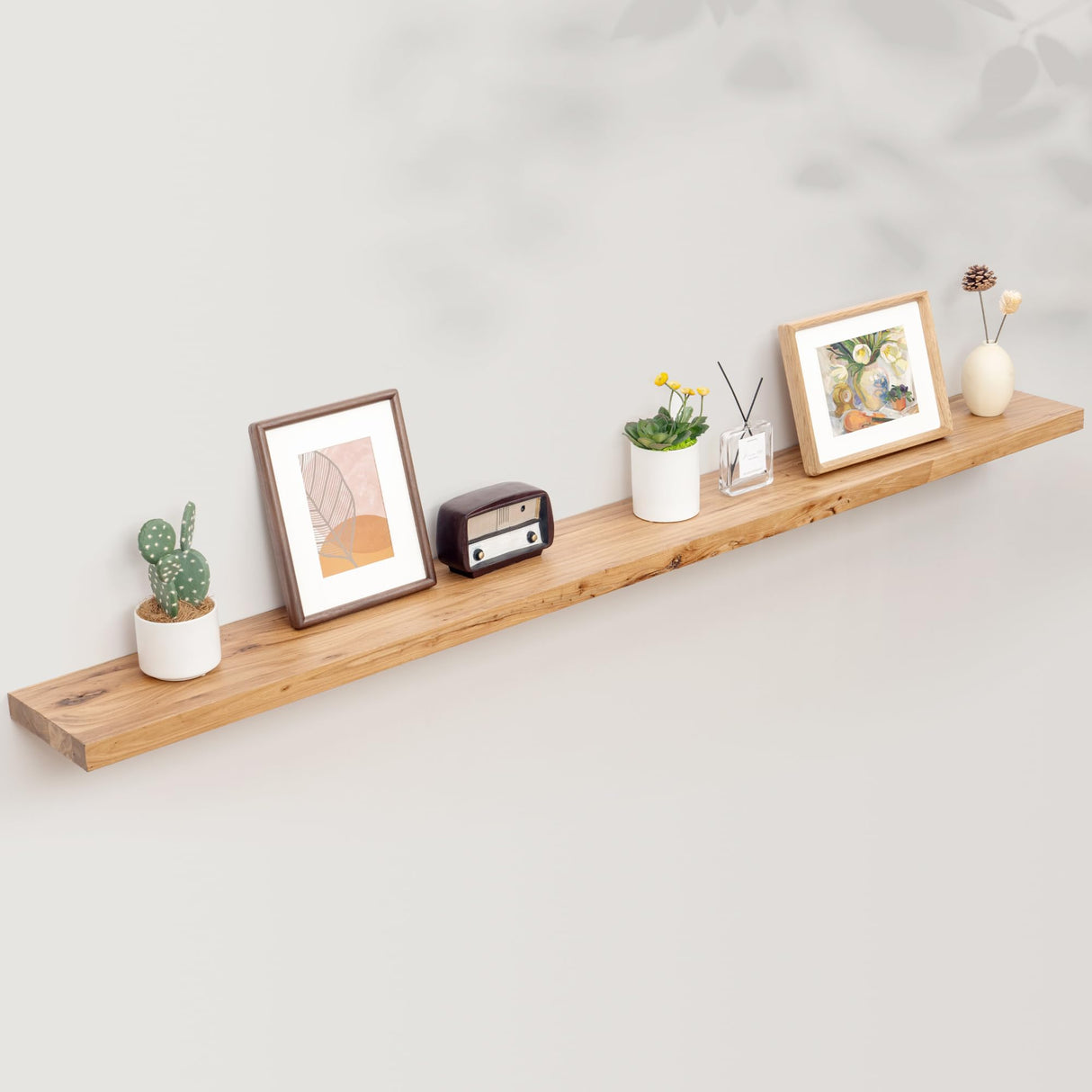 Axeman Floating Shelves for Wall, Rustic Elm Wood 72'' W x 8" D Wall Mantel Shelf with Invisible Bracket, Large Long Wall Mounted Storage Shelves for Living Room, Bedroom, Kitchen, Bathroom, Natural Axeman