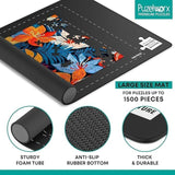 Point Games Rubber Puzzle Mat, Jigsaw Roll Up Mat for Puzzles - Jigsaw Mat 1500 Pieces Protector, Saver, Organizer, Non-Slip Rubber Bottom, Polyester Top w/Storage Bag + Bonus Puzzle Glue Point Games