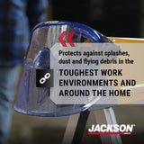 Jackson Safety 21000 - Safety Goggle - Gpl500 Premium Series - Clear Lens - Anti-fog - With Flip-up Detachable Face Shield - Blue Body Jackson Safety