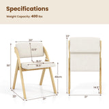 Giantex Folding Dining Chairs Set of 2, Upholstered Wooden Folding Chair 2 Pack, Portable Kitchen Chairs with Padded & Seat Backrest, Accent Chairs for Wedding Picnic Party, No Assembly, Natural Giantex