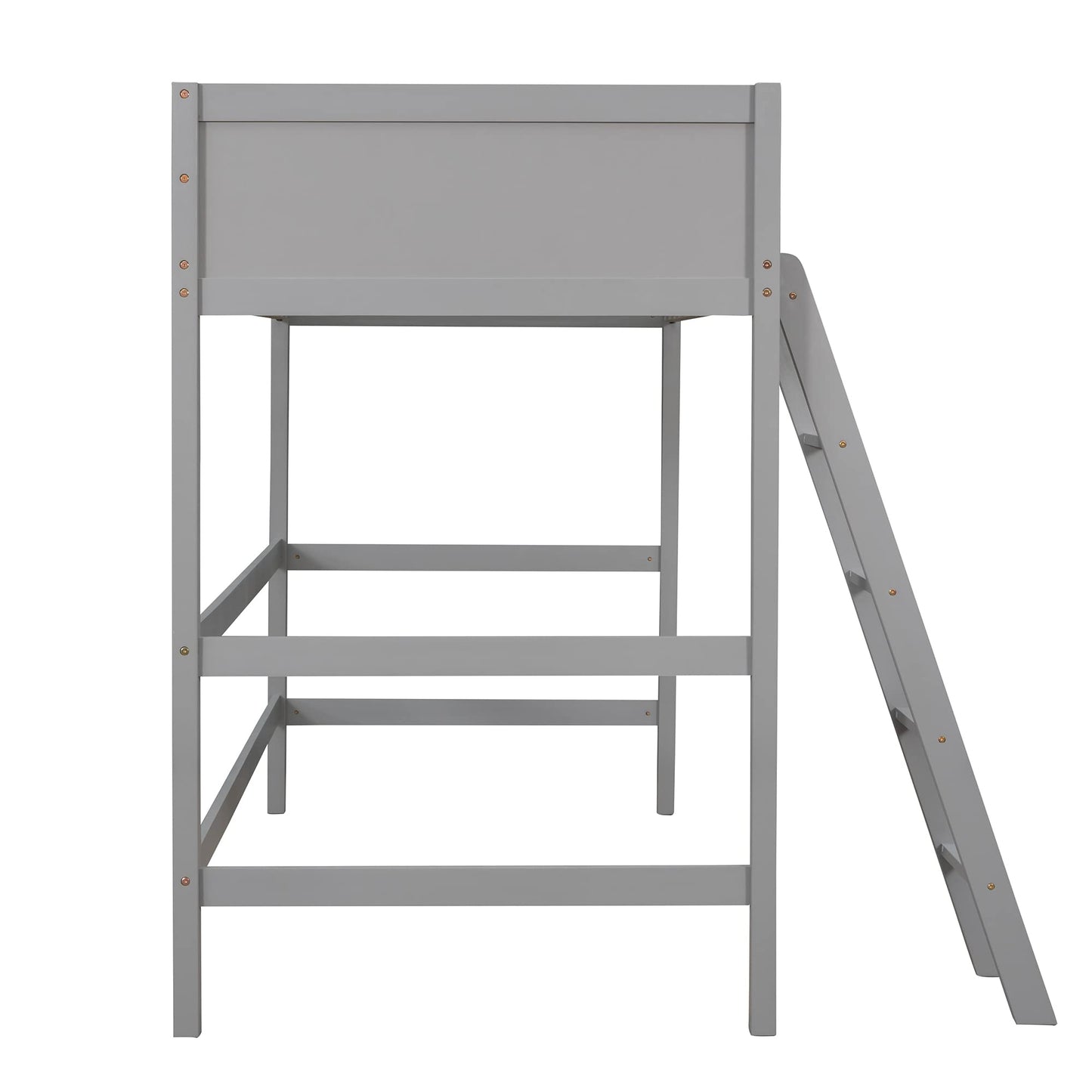 High-Quality Grey Twin Size Loft Bed with Ladder and Safety Rail by Harper & Bright Designs - WoodArtSupply