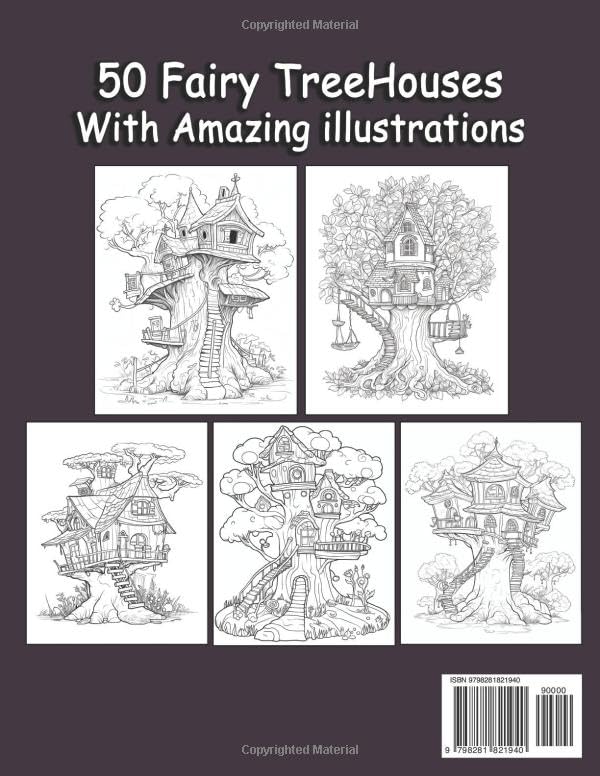 Fairy Treehouses Coloring Book For Adults: 50+ Magical and Enchanting Fairy Homes to Color and Explore WoodArtSupply