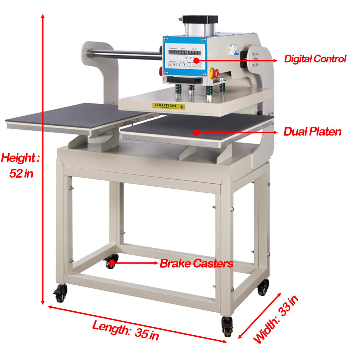 WUMSTOT Heat Press 16x24 Machine: Pneumatic Dual Platen Heat Press with Portability Stand & Up-Sliding Function - Large Format Sublimation Transfer Machine for Professional Printing WUMSTOT
