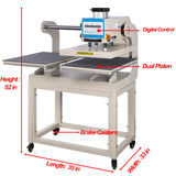 WUMSTOT Heat Press 16x24 Machine: Pneumatic Dual Platen Heat Press with Portability Stand & Up-Sliding Function - Large Format Sublimation Transfer Machine for Professional Printing WUMSTOT