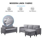 PUREMIND 2Piece Sofa Set for Living Room, Modural Convertible Loveseat and Sofa Set, Modern Linen Fabric L Shaped and Loveseat Sofa Set of 2, Sectional Sofa Couches Set for Apartment PUREMIND