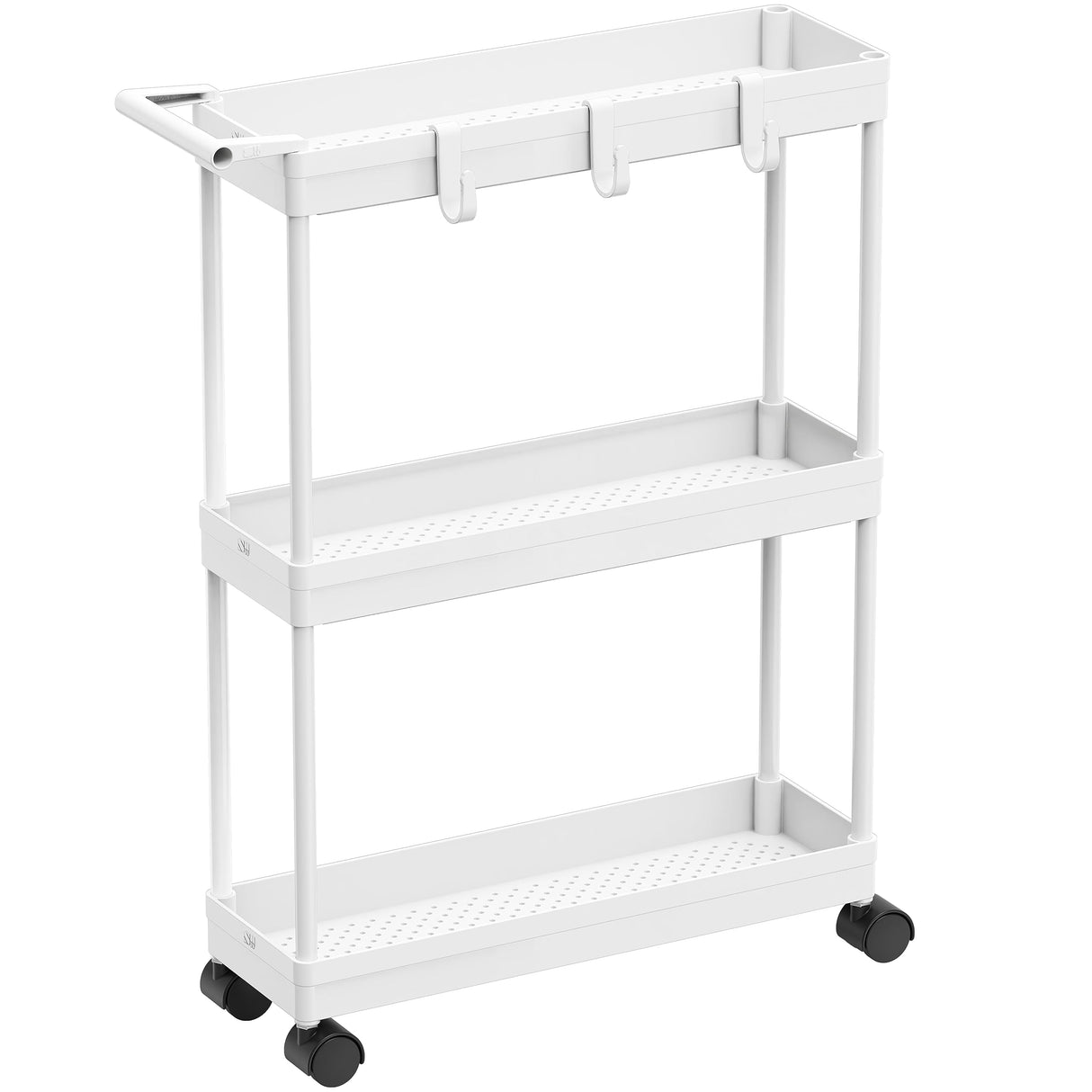 Simple Houseware Kitchen Cart Storage 3-Tier Slim/Super Narrow Shelves with Handle, 26.5'' Height/5.5'' Width for Narrow Place, White Simple Houseware