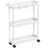 Simple Houseware Kitchen Cart Storage 3-Tier Slim/Super Narrow Shelves with Handle, 26.5'' Height/5.5'' Width for Narrow Place, White Simple Houseware