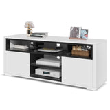 YITAHOME TV Stand for 55 inch TV, White Modern Entertainment Center with Storage, LED TV Stands for Living Room, High Glossy TV Console Cabinet, White & Black YITAHOME
