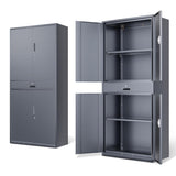 DNA MOTORING 71'' Metal Storage Cabinet, Locking Tool Cabinet with 1 Drawer and Adjustable Shelves, Lockable Heavy Duty Metal Locker for Garage,Office,Home,Gym, Gray, TOOLS-00629-GY-GY-A DNA MOTORING