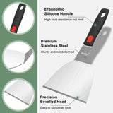 Beijiyi Stainless Steel Spatula Set, Heavy Duty Small Metal Spatula for Cooking Cast Iron Skillet with Silicone Handle - Griddle Grill Kitchen Spatula Flipper for Pancake, Fish, Smash Burger and Egg Beijiyi