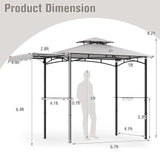 Tangkula 10.5x5 FT Grill Gazebo with Side Awning, 2-Tier Barbecue Gazebo with 2 Shelves, 12 Hanging Hooks, Bottle Opener, Outdoor Grill Canopy for Backyard Garden Poolside (Grey) Tangkula