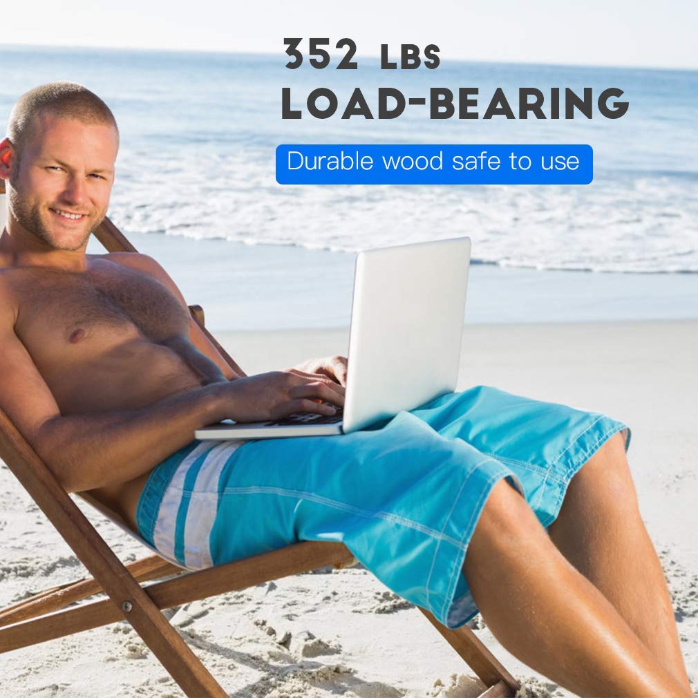 Dkeli Beach Sling Chairs Set of 2 Outdoor Folding Portable Beach Chairs with Solid Wooden Frame and Polyester Canvas Reclining Adjustable Patio Lounge Chair for Yard Pool Balcony Garden Dkeli