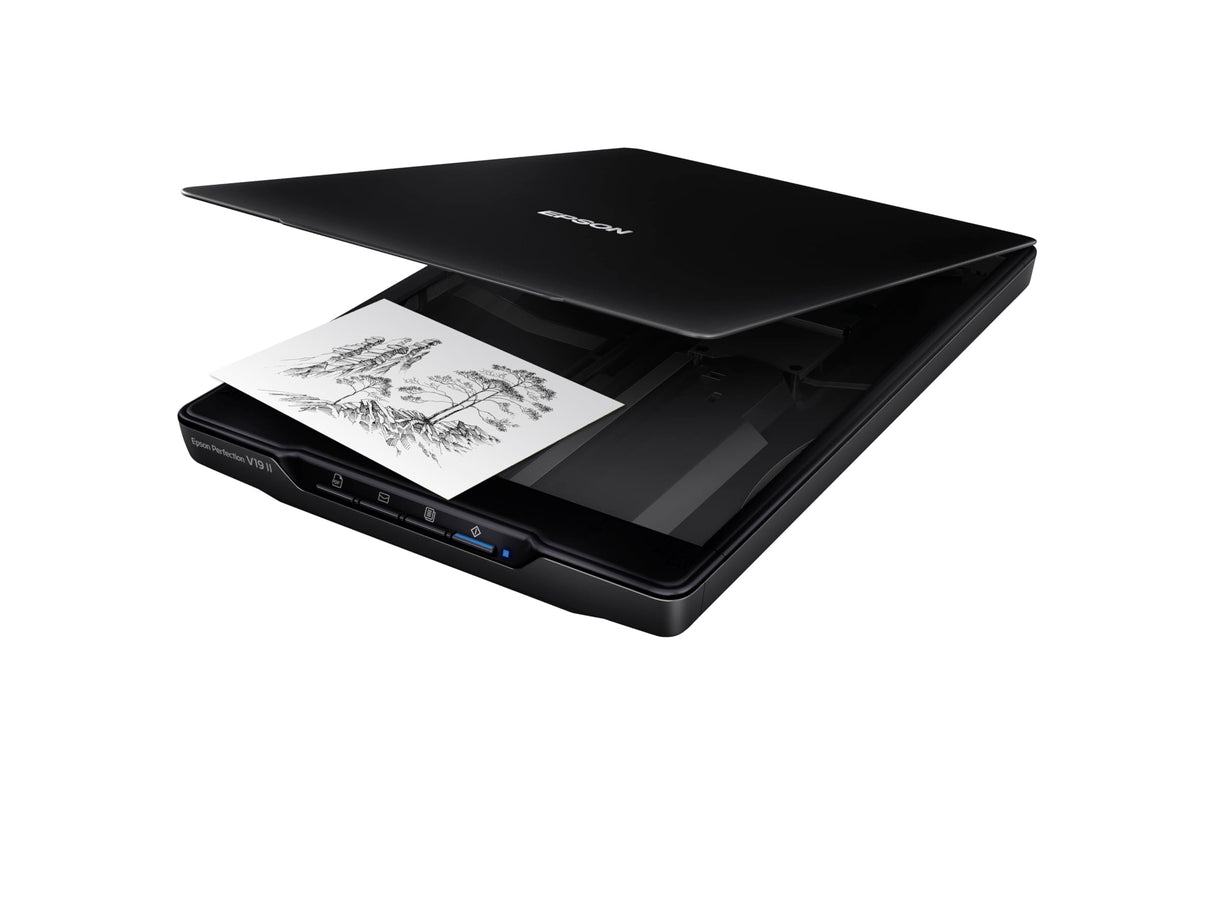 Epson Perfection V19 II Color Photo and Document Flatbed Scanner with 4800 dpi Optical Resolution, USB Power and High-Rise, Removable Lid Epson