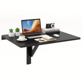 Tangkula 31.5" x 23.5" Wall Mounted Table, Folding Wall Mounted Desk Drop-Leaf Table, Space Saving Fold Down Floating Desk for Study, Bedroom, Bathroom or Balcony (Black) Tangkula