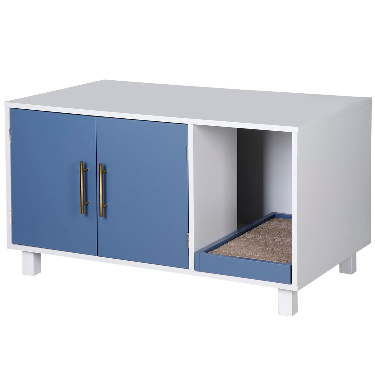 ZENY Pet Cat Litter Box Enclosure, Modern Cat House Furniture, Cat Washroom Furniture Hidden, Side End Table, Wood Pet Cat Crate with Scratch Pad, White ZENY