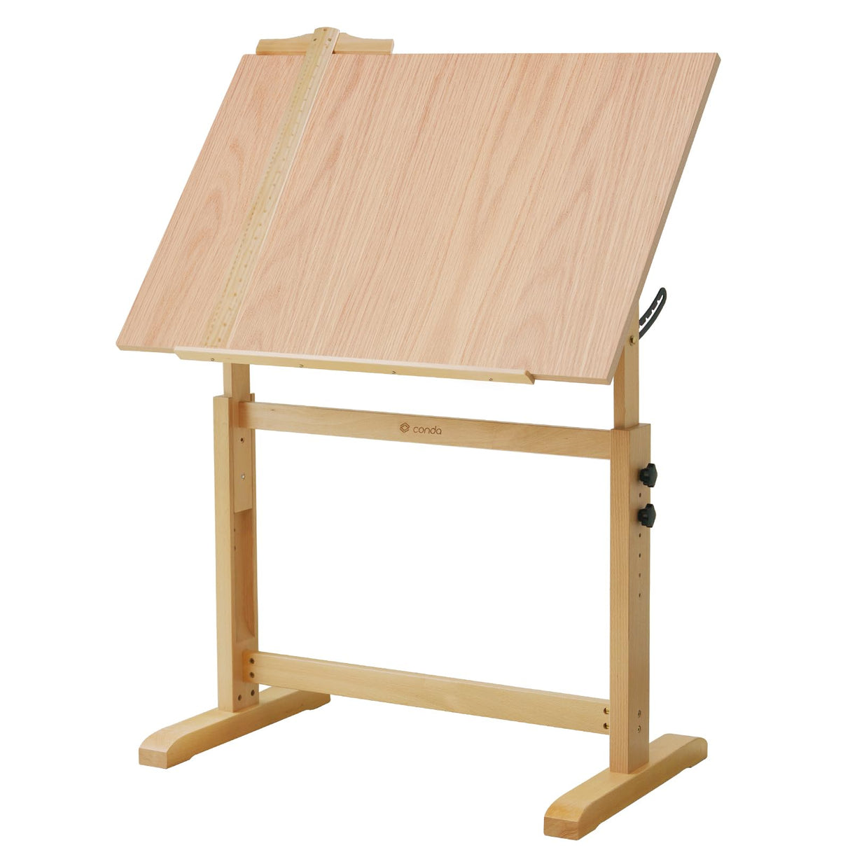 conda Wood Adjustable Drafting Table 35.5" x 23.5" - Beech Wood Art Desk with Adjustable Height & Tilting, Pencil Ledge, and Ruler for Writing, Reading, Design, and Crafting conda