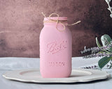 Pink Mason Jar for Centerpiece – 32 oz Painted Jar for Girl Baby Shower, First Birthday, Baptism, or Communion – Rustic Farmhouse Centerpiece for Party Decor (Pink Jar - No Flowers) Viva's Flower Shop