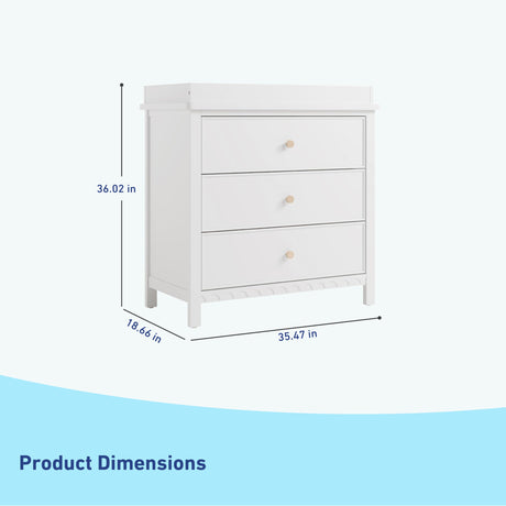 Graco Sasha 3-Drawer Chest with Changing Table Topper (White) – GREENGUARD Gold Certified, Nursery Bedroom Wood Chest with Spacious Storage, Interlocking Drawer System, Pre-Installed Tracks Graco