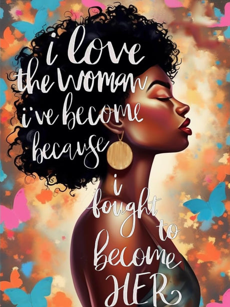 Diamond Art Painting Kit for Adults African American Inspirational Abstract Modern Black Girl Black Women by Number Kits Gem Art Wall Home Decor(Canvas 11.8 x15.8inch) WoodArtSupply