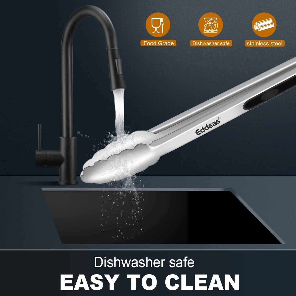 Tongs For Cooking - Heat Resistant 600 Degrees Stainless Steel Kitchen Tong,Heavy Duty Metal Locking Tongs - Perfect for Food,Salad and BBQ set of 3 (7",9" and 12") Dishwasher Eddeas