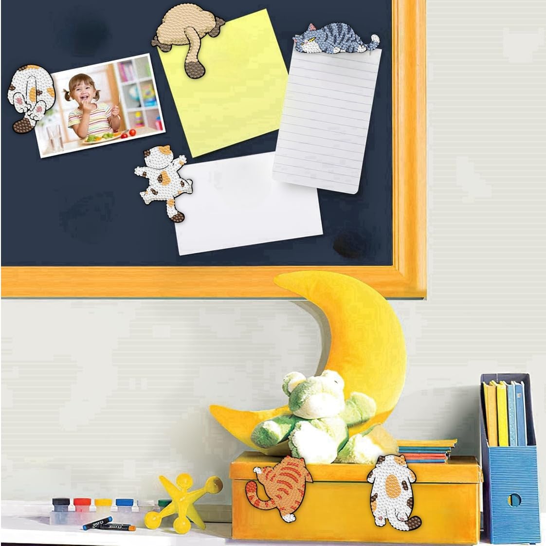 16 Pcs Cat Diamond Painting Magnets Kits,Funny Diamond Art Fridge Magnet Refrigerator Sticker Diamond Painting kit for Beginners Adults DIY Art Craft Gifts Home Decors (Funny Cats) Bulerrylulu