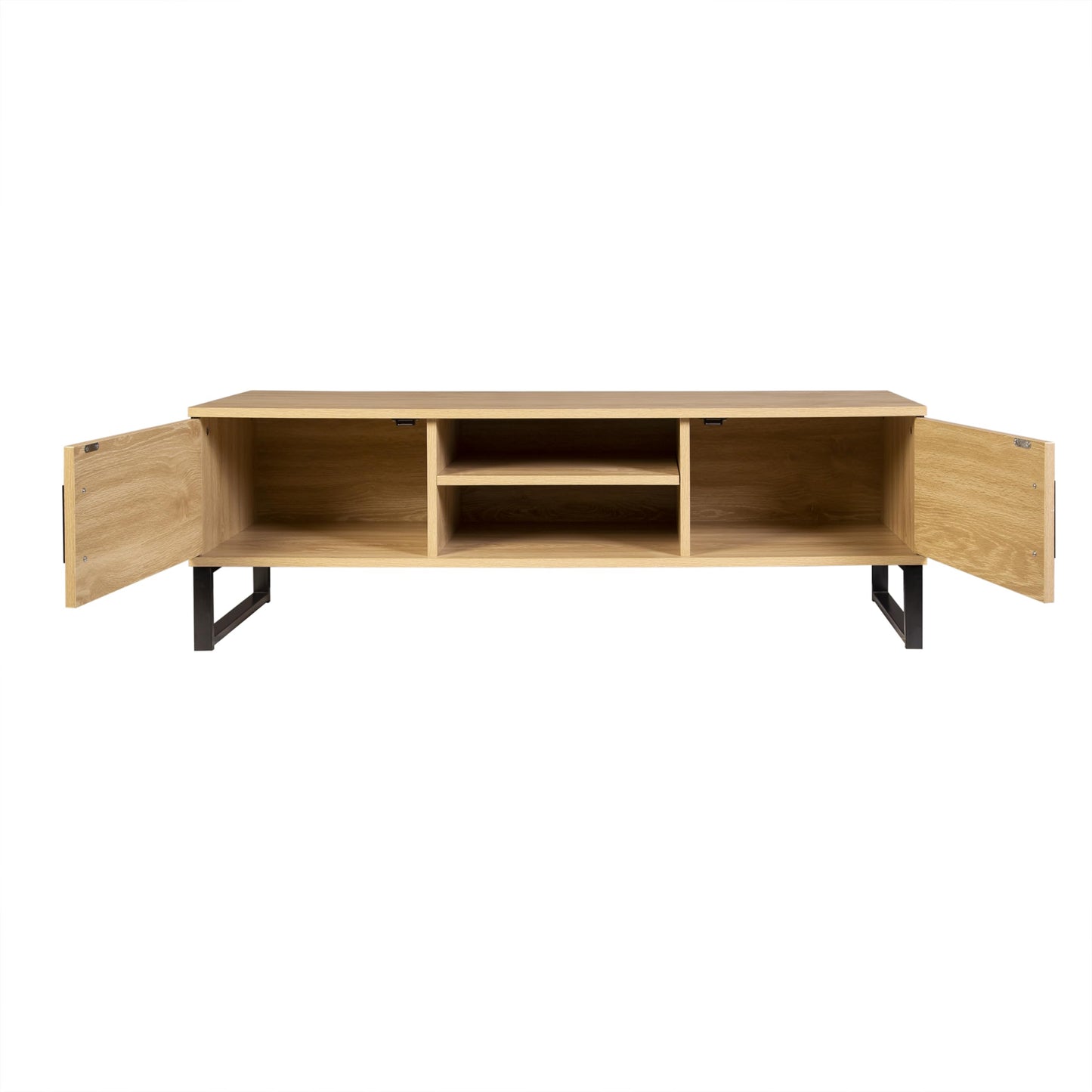 AC Pacific Bali Modern TV Stand with Storage, 2 Wooden Drawers and Cubbies, Stylish and Functional Entertainment Center for Living Room or Bedroom, Natural/Wood