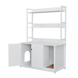 Large Litter Box Enclosure with Shelves and Doors, 52'' Litter Box Bookshelf Cat Box Furniture for Most of Litter Box Hidden Kitty Cat Litter Box Enclosure Cabinet with Scratch Pad Black GarveeLife