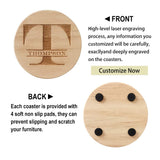 Personalized Coasters, Custom Engraved Coasters, Wooden Coasters for Drinks, Monogram Coasters, Great Gifts for Relatives, Friends or Yourself (T, Set of 4) Mojia