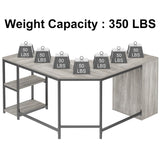 LVB Reversible Gray L Shaped Corner Desk with Storage, 60" Corner L-Shaped Computer Desk with File Cabinet Shelves, Wood Metal L Shape Home Office Work Study Writing Desk for Dual Monitor, Light Grey LVB