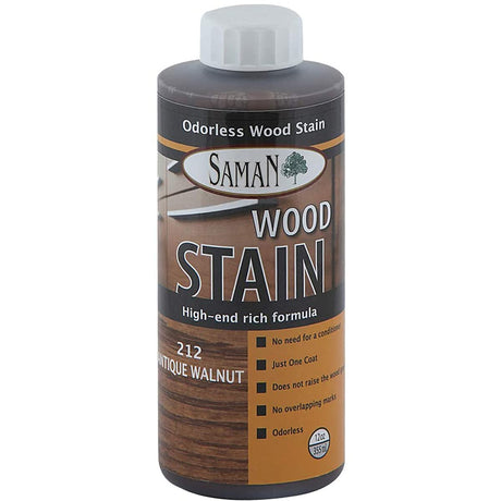 SamaN Interior Water Based Wood Stain - Natural Stain for Furniture, Moldings, Wood Paneling, Cabinets (Antique Walnut TEW-212-12, 12 oz) SamaN