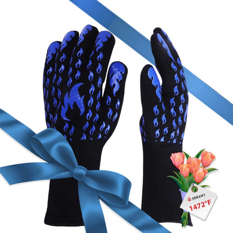 Srramy BBQ Gloves - 1472°F Extreme Heat Resistant, Fireproof, Ideal for Grilling, Barbecuing, Baking, Smoking, and Camping. Suitable for Both Men and Women, Perfect for Handling Hot Food Safely Srramy