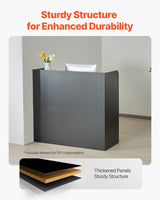 VEVOR Reception Desk, 47 Inch Rectangular Front Counter Table, Office Reception Counter with Lockable Drawer and Storage Cabinet, for Checkout, Lobby, Beauty Salon and Office, Black VEVOR