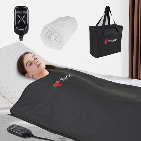 Tiugis Sauna Blanket,Far Infrared Sauna Blanket,Sauna,Portable Sauna for Home Relaxation and Detoxification,Temp Range 77–176 °F Tiugis